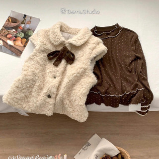 Áo Chấm Bi Pha Tay Ren Cổ 3 Phân Vintage Hàn Quốc Trenddy Trẻ Trung Xinh Xắn QCCCl1(Ảnh thật )|Dami.Studio