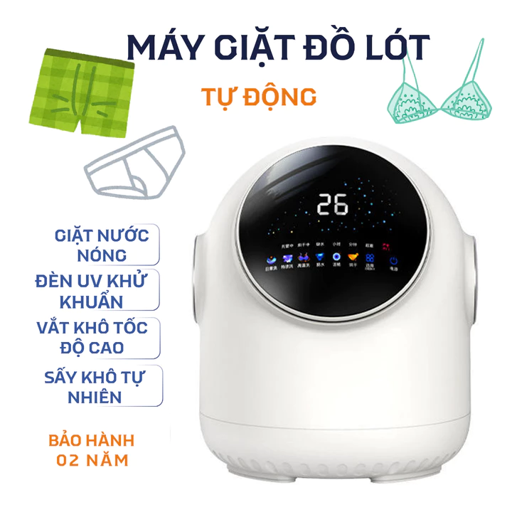 Máy giặt đồ lót mini lồng ngang thông minh – giặt sấy khử khuẩn, tiết kiệm điện, giặt riêng đồ nhạy cảm