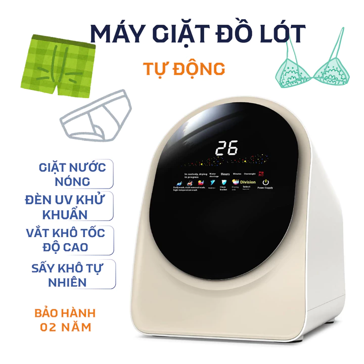 Máy Giặt Đồ Lót GQ-27A 0.5kg – Giặt Nước Nóng + Sấy + UV | Dành Cho Phụ Nữ, Mẹ Bỉm, Da Nhạy Cảm
