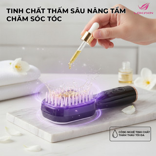 Lược điện massage đầu chải tóc Lokykin kèm chức năng phun sương thẩm thấu tinh chất dưỡng tóc