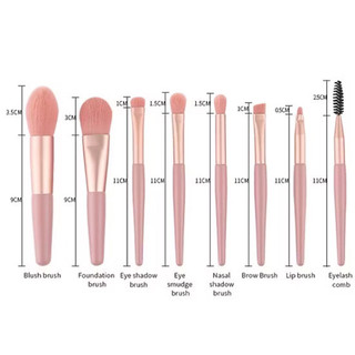 Bộ 8 cọ trang điểm hộp túi với cán bằng nhựa mờ,thiết kế màu macaron,dễ mang theo,lông cọ mềm mại,trang điểm làm đẹp