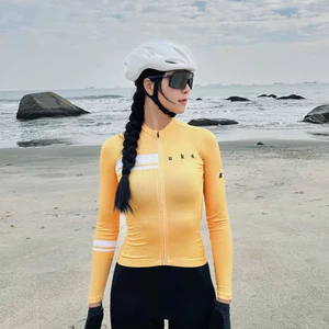 QLS001B - Áo Đạp Xe Nữ UKE Lemon Yellow – Dòng Cao Cấp, Chất Vải Ý Co Giãn 4D, Thoáng Khí & Nhanh Khô