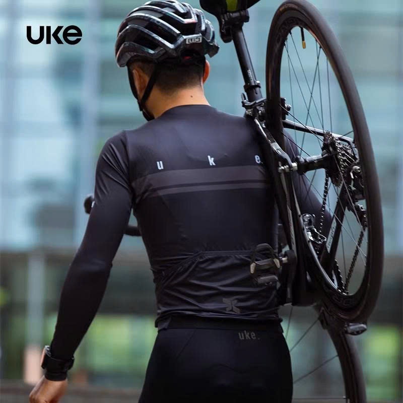 LS001A - Áo Đạp Xe UKE Nam Black – Chất Vải Ý Cao Cấp Siêu Mềm Mượt Thoáng Khí, Co Dãn 4D