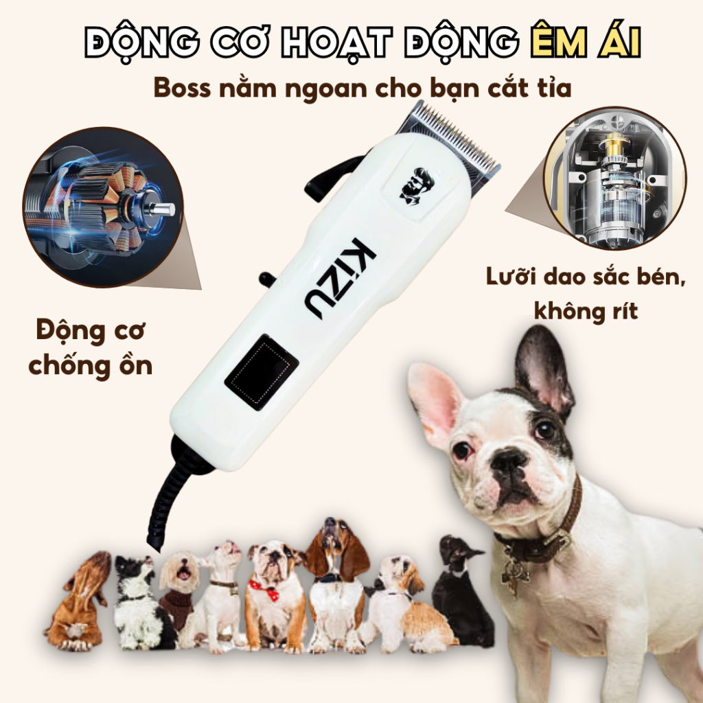 Máy Cạo Lông Chó Mèo, Tông Đơ Cắt Lông Thú Cưng Siêu Khoẻ, Cạo Êm Ái, Không làm Thú Giật Mình