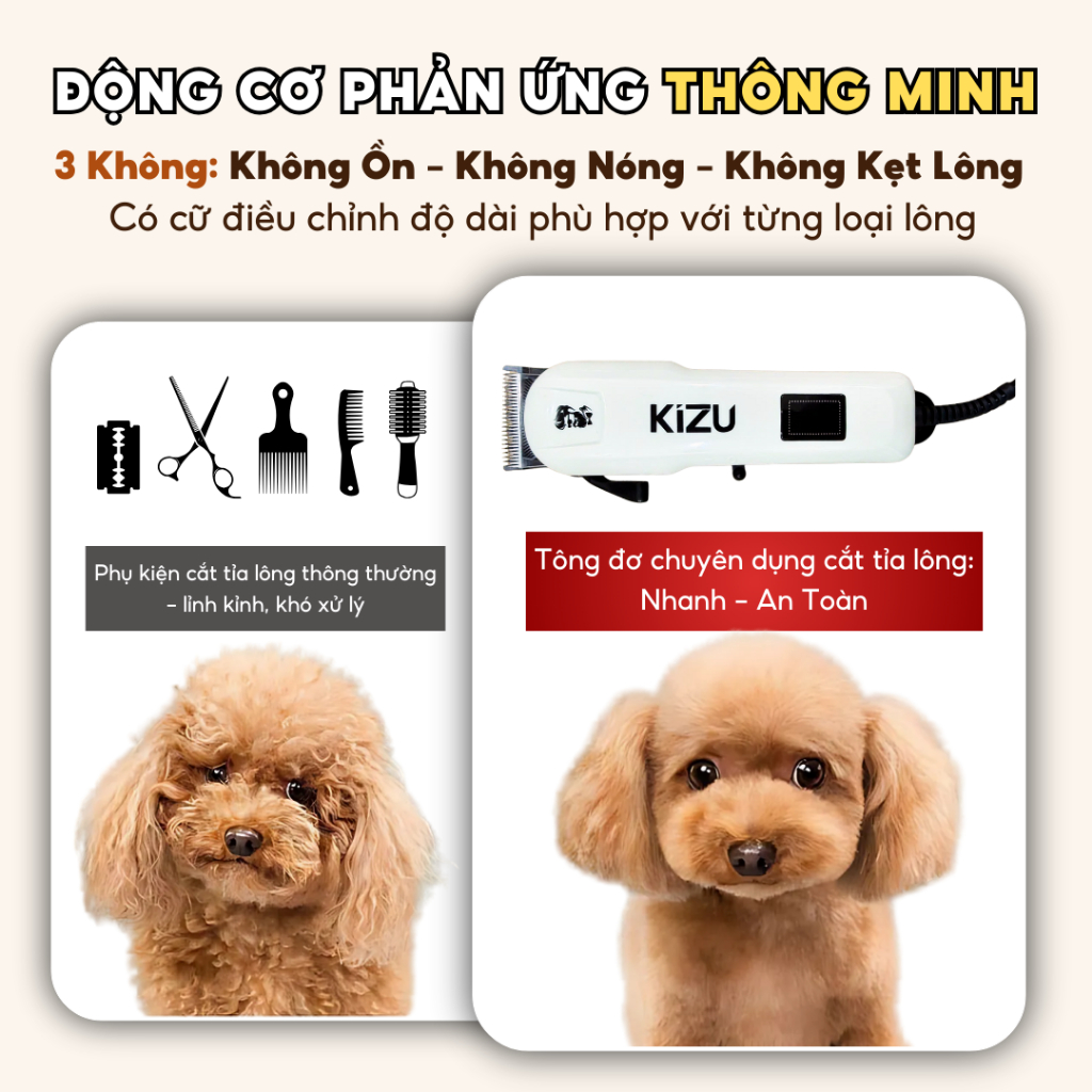 Máy Cạo Lông Chó Mèo, Tông Đơ Cắt Lông Thú Cưng Siêu Khoẻ, Cạo Êm Ái, Không làm Thú Giật Mình
