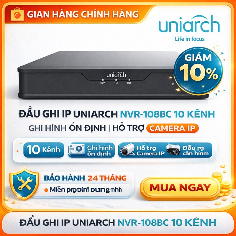 UNIARCH NVR-108BC | Đầu Ghi IP 10 Kênh – Tương Thích Camera IP, Dễ Cài Đặt