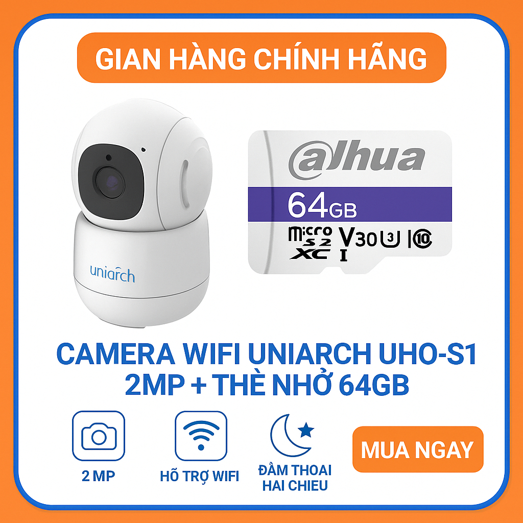 Camera WiFi UNIARCH UHO-S2 Full HD – Góc Nhìn 360°, Phù Hợp Gia Đình, Cửa Hàng