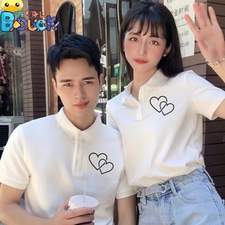 Áo cặp nam nữ, áo polo đôi in hình trái tim chât thun 4 chiều thoáng mát
