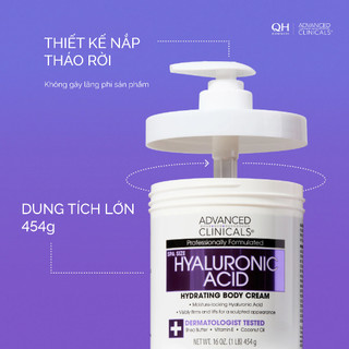Kem Dưỡng Ẩm Sâu HA Giúp Da Mềm Ẩm Mịn Màng Hyaluronic Acid Body Cream Advanced Clinicals 454g