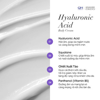 Kem Dưỡng Ẩm Sâu HA Giúp Da Mềm Ẩm Mịn Màng Hyaluronic Acid Body Cream Advanced Clinicals 454g