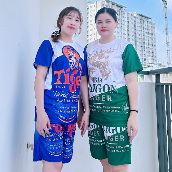 Bộ Thể Thao Cộc Tay In hình Bia Tiger Xanh Cực Hot Form Rộng Unisex Trẻ Trung Nam Nữ Mặc Đều Được Kl1