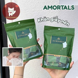 [AMORTALS] Set 20 Khăn Giấy Nén Cotton Du Lịch AMORTALS 30x24cm Hình Viên Kẹo