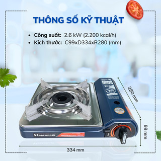 Bếp Gas Mini Du Lịch Cao Cấp NaMilux NH-P3012PS/MLN-202PS /Van Ngắt Gas An Toàn 2 Cấp - Giải Pháp Chống Nổ/Chính Hãng