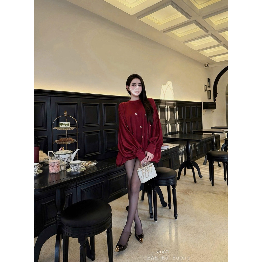 Áo lụa xuông dáng babydoll siu xinh kèm tag cài rời A04