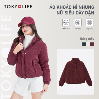 Áo khoác nỉ nhung nữ siêu dày dặn TOKYOLIFE chất nỉ nhung mềm mại tạo cảm giác ấm áp và thoải mái khi mặc 40003336
