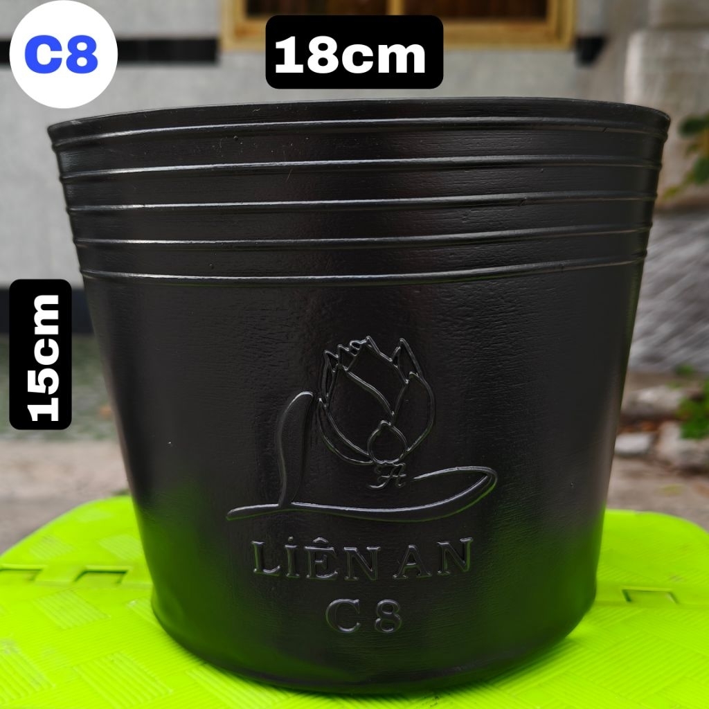 [50c] Chậu nhựa C8 Liên An ( Miệng 18cm cao 15cm ) Chậu ươm cây xuất khẩu