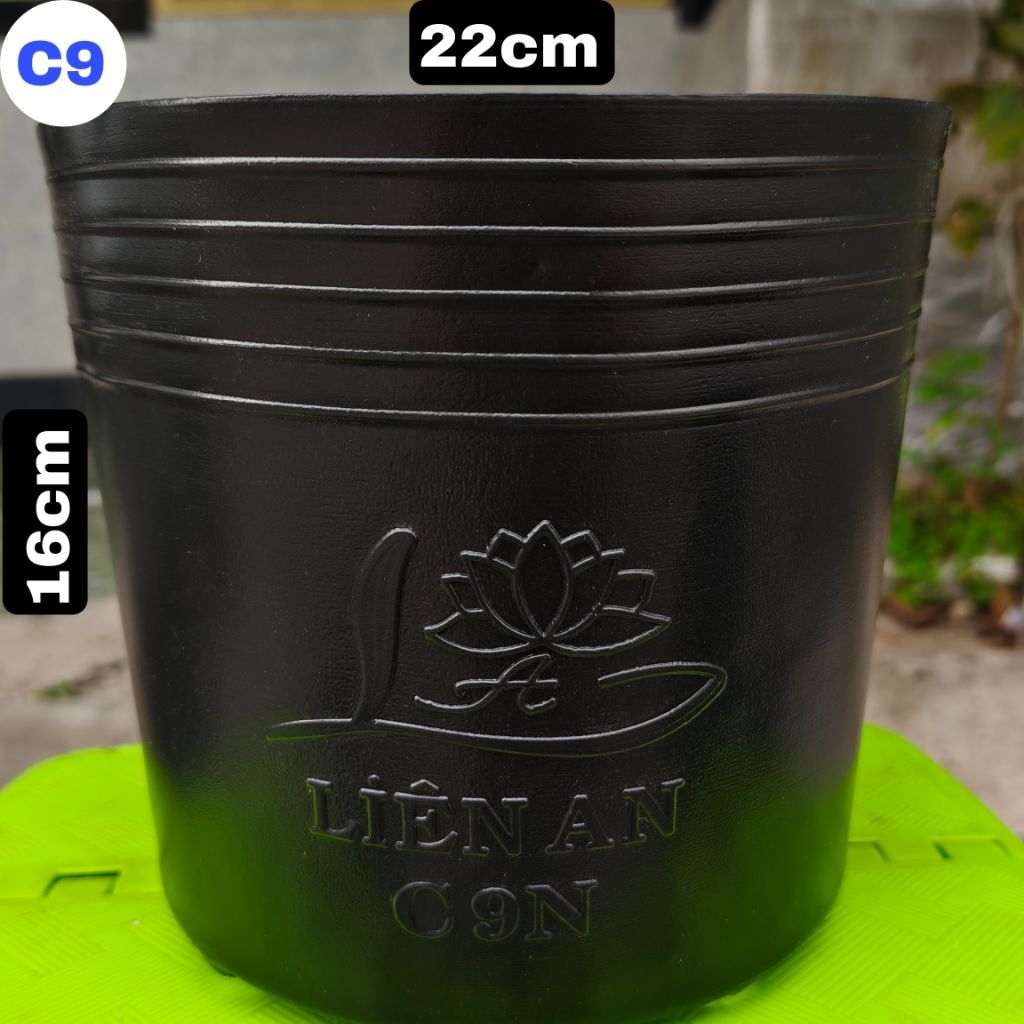 Sỉ 50c/100c chậu nhựa đen C9 Liên An ( 22×16 ) Loại tốt hàng xuất khẩu chất liệu nhựa HDPE
