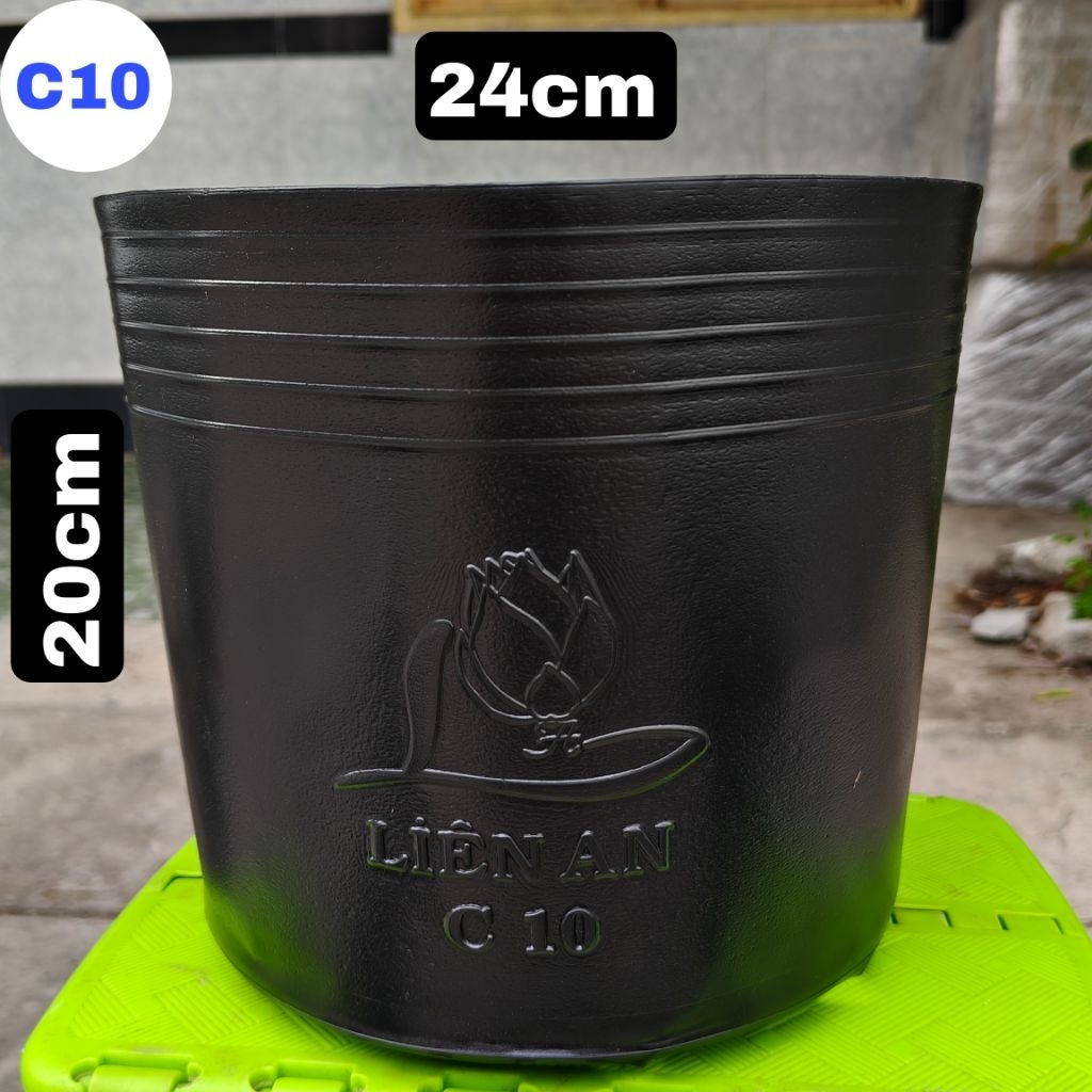 [50c] Chậu nhựa đen C10 Liên An ( miệng 24cm cao 20cm ) Chậu nhựa C10 liên an