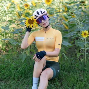 QSS001B - Áo Đạp Xe UKE Nữ Yellow, Chất Vải Ý Cao Cấp Siêu Mềm Mượt Thoáng Khí, Co Dãn 4D