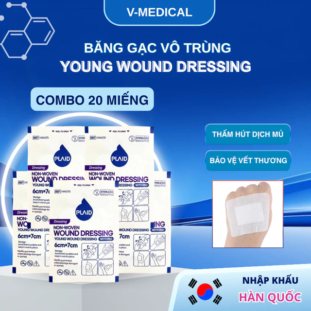 Combo 20 Băng gạc vô trùng Young Wound Dressing - Băng dán vết thương, bảo vệ và hút dịch vết thương