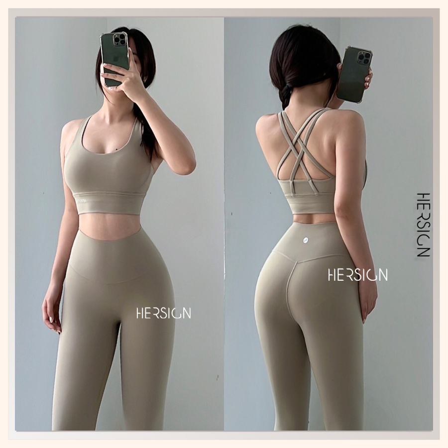Set đồ tập gym nữ Đồ tập yoga nữ cao cấp Áo bra chéo lưng quần legging HERSIGN-SET167 BST HERSIGN CORELYNE