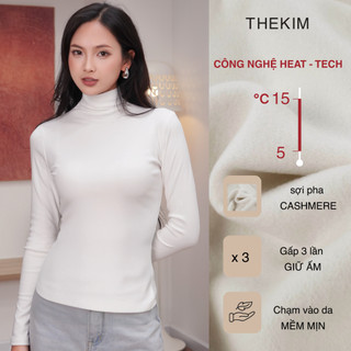 THEKIM Áo thun giữ nhiệt cổ cao chất liệu sợi pha cashmere , áo giữ nhiệt công nghệ HEATTECH giữ ấm T395