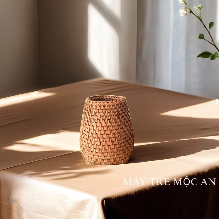 Cốc mây tre đan decor, phong cách vintage, Mây tre đan Mộc An