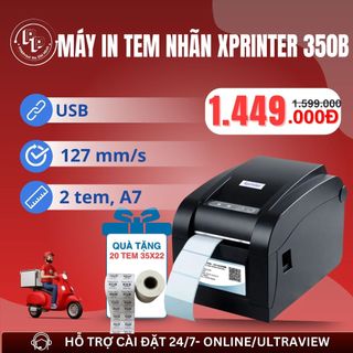 Máy in tem nhãn, vận đơn XPRINTER 365B khổ A7 kết nối USB+LAN, máy in đơn hàng kết nối điện thoại mạng LAN, in đơn TMĐT