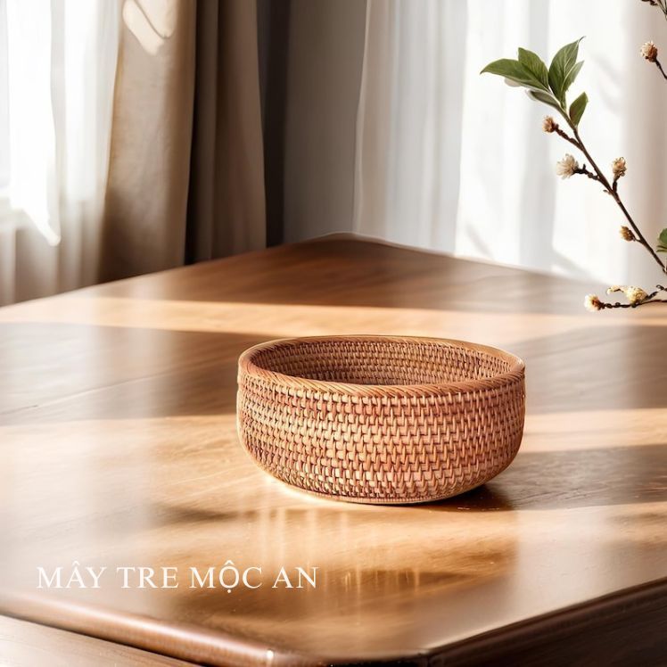 Giỏ Mây Tròn Đựng Hoa Quả Trang Trí Nhà Bếp