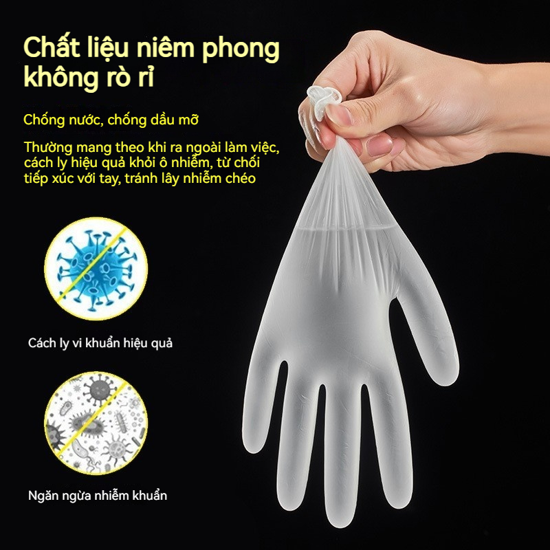 Găng Tay PVC Một Lần An Toàn Thực Phẩm Chống Nước Siêu Bền Đa Năng Cho Vệ Sinh Gia Đình và Chế Biến Đồ Ăn