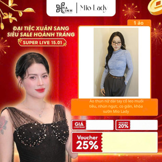 [Võ Hà Linh x MIO LADY] Áo thun nữ dài tay cổ leo muối tiêu, nhún ngực, co giãn, khóa sườn Mio Lady VHL004