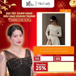 [Võ Hà Linh x MIO LADY] Áo ren lông thỏ nữ mặc lệch vai, co dãn, phong cách, thanh lịch Miolady AO021
