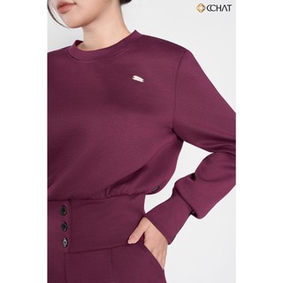 Set Đồ Nữ 𝐂𝐂𝐇𝐀𝐓 Dáng Suông Navy Aura Xẻ Đính Cúc Chất Liệu Mềm Mại 25BDI8007ST