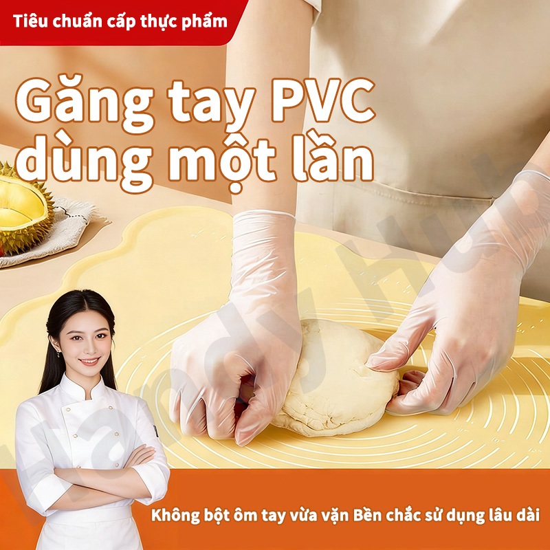 Găng Tay PVC Một Lần An Toàn Thực Phẩm Chống Nước Siêu Bền Đa Năng Cho Vệ Sinh Gia Đình và Chế Biến Đồ Ăn