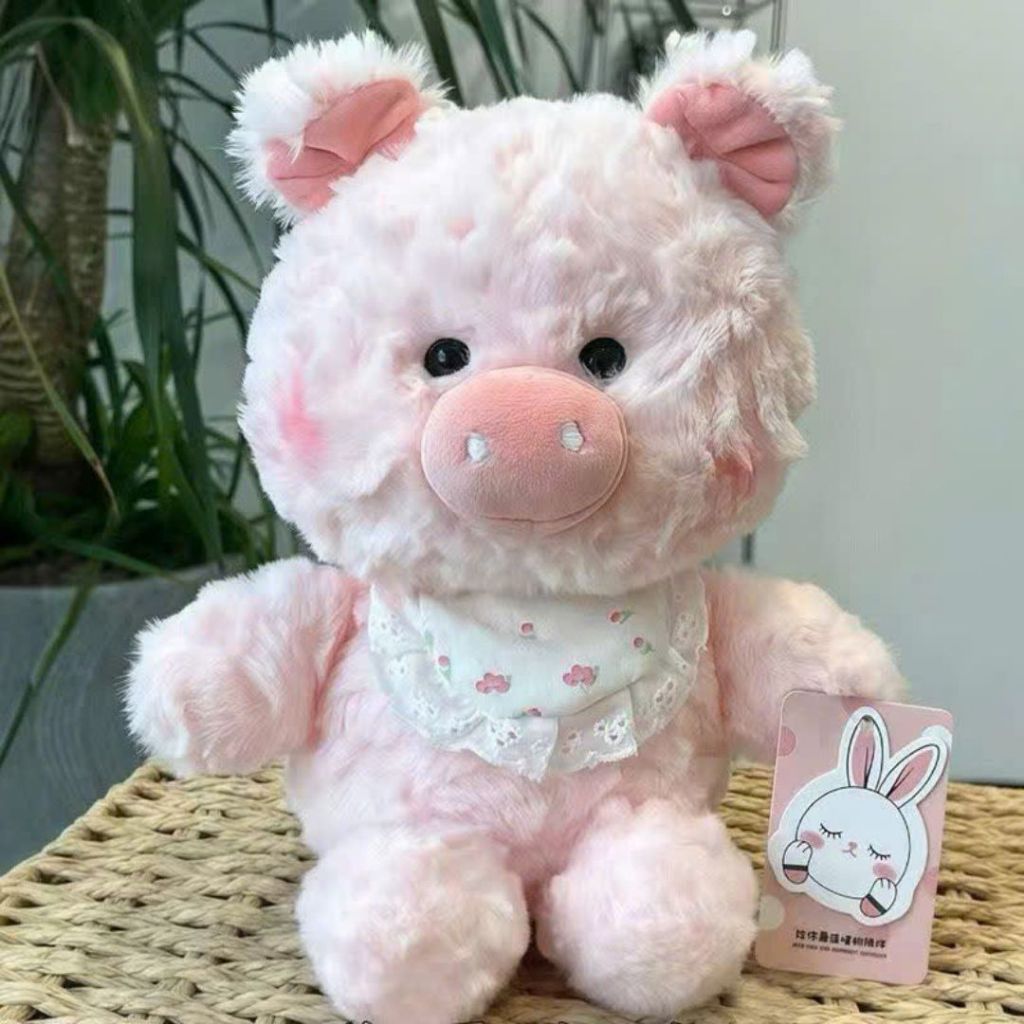 Gấu Bông Các Con Vật Mini Lông Xù Đeo Yếm Hoa Dễ Thương, Thú Nhồi Bông Động Vật 25CM Mềm Mại Quà Tặng Cho Bé, Decor