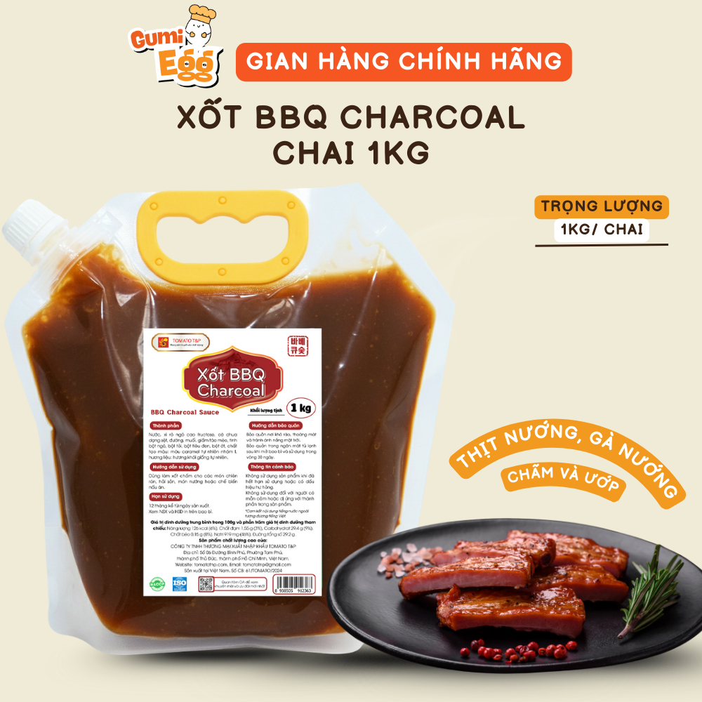 Xốt Chấm Thịt Nướng BBQ CHARCOAL Tomato T&P, Dùng Chấm Thịt Nướng, Xúc Xích Nướng, Chấm Đồ Chiên