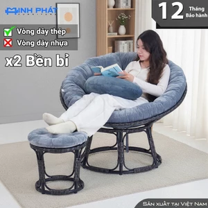 Ghế lười thư giãn papasan giả mây khung thép Minh Phát phiến bản nâng cấp vòng dây 100% lõi thép siêu chắc chắn