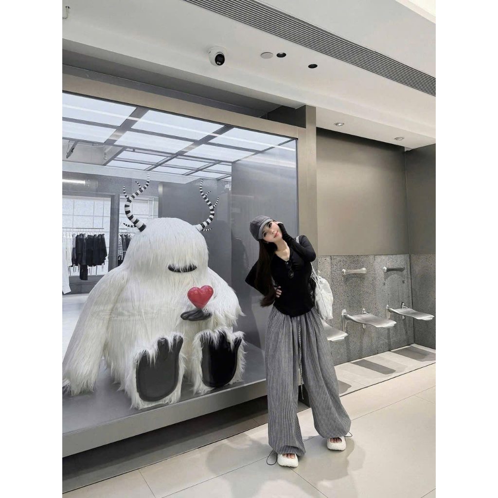 Set đồ nữ, đồ bộ nữ DONNA HCOM26773 áo dài tay cổ V mix quần suông bồng dáng thể thao trẻ trung