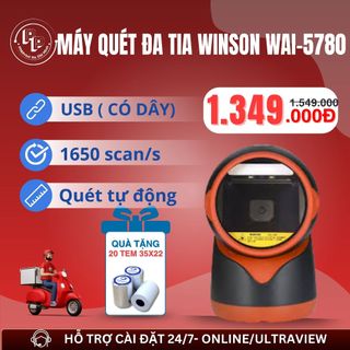 Máy quét mã vạch, đọc mã đa tia WINSON WAI-5780. Máy quét mã vạch để bàn 1D, 2D, QR code cho siêu thị, tạp hoá, tự động