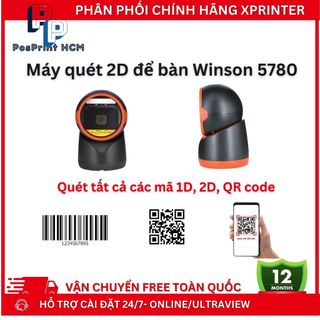 Máy quét mã vạch, đọc mã đa tia WINSON WAI-5780. Máy quét mã vạch để bàn 1D, 2D, QR code cho siêu thị, tạp hoá, tự động