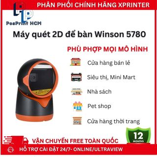 Máy quét mã vạch, đọc mã đa tia WINSON WAI-5780. Máy quét mã vạch để bàn 1D, 2D, QR code cho siêu thị, tạp hoá, tự động
