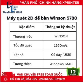 Máy quét mã vạch, đọc mã đa tia WINSON WAI-5780. Máy quét mã vạch để bàn 1D, 2D, QR code cho siêu thị, tạp hoá, tự động