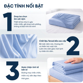 [MỚI 2026] Ga Trải Gường Tencel 60S Cao Cấp | Màu Trơn | Vải Tencel 100%, Mát Lạnh, Chất Vải Mịn Màng