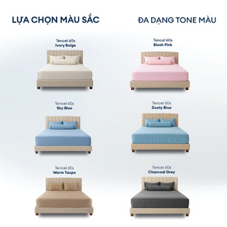 [MỚI 2026] Ga Trải Gường Tencel 60S Cao Cấp | Màu Trơn | Vải Tencel 100%, Mát Lạnh, Chất Vải Mịn Màng