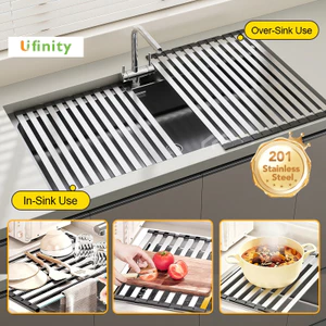 Lifinity Tấm Mành Inox Gác Bồn Rửa Thông Minh - Giá Để Đồ Đa Năng, Xếp Gọn Dễ Cất