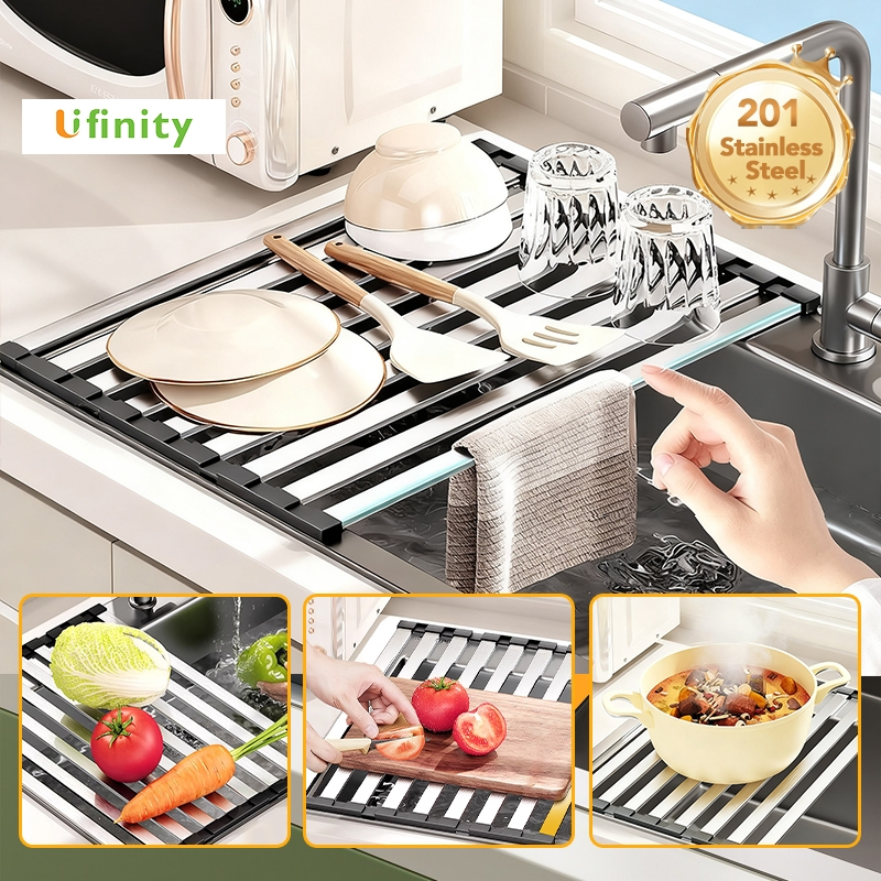 Lifinity Tấm Mành Inox Gác Bồn Rửa Thông Minh - Giá Để Đồ Đa Năng, Xếp Gọn Dễ Cất