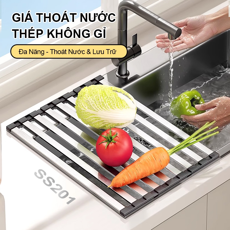 Lifinity Tấm Mành Inox Gác Bồn Rửa Thông Minh - Giá Để Đồ Đa Năng, Xếp Gọn Dễ Cất