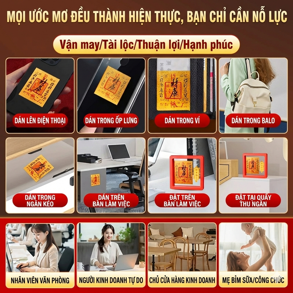 Hình dán điện thoại, hình dán sticker may mắn năng lượng tích cực, món quà ý nghĩa cho gia đình và người thân.