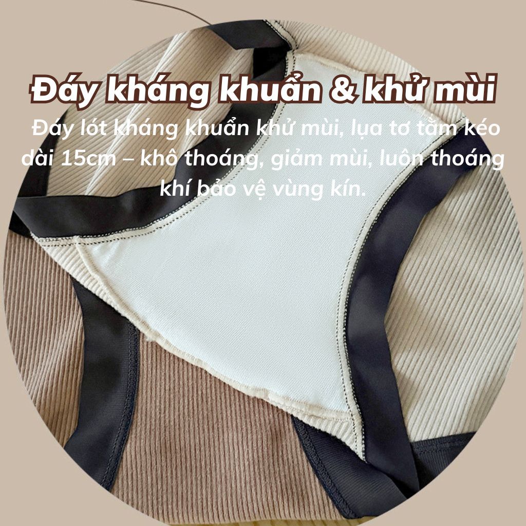 Quần lót nữ cotton gân tăm cao cấp viền lụa mềm mại đáy lót 2 lớp kháng khuẩn khử mùi LANIXA L5246