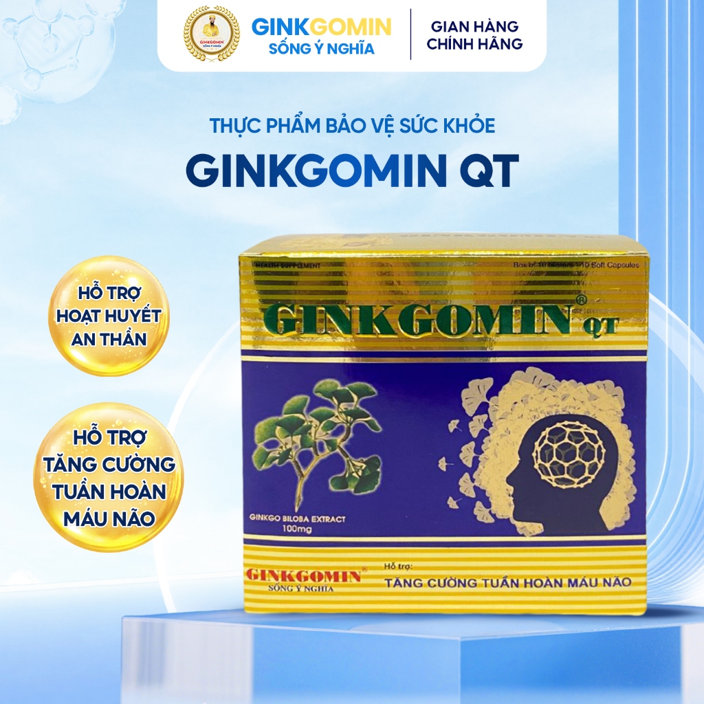 Hộp 100 Viên Ginkgomin QT Hỗ Trợ Tuần Hoàn Máu Não, Thiểu Năng Tuần Hoàn Máu Não G04